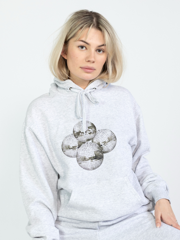 DISCO KUGLE (sort), BABY TEE - HVID – Dinvintageshop