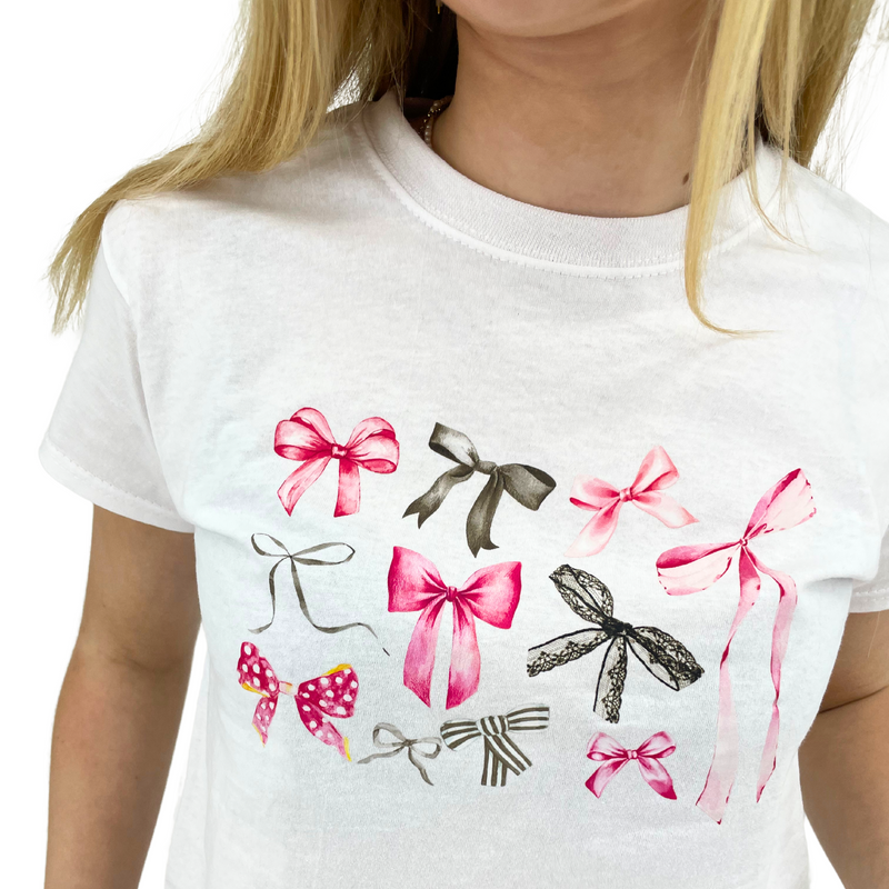 BOW COLLECTION (pink), BABY TEE - HVID