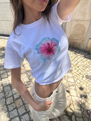 HAWAII (blå) BABY TEE - HVID