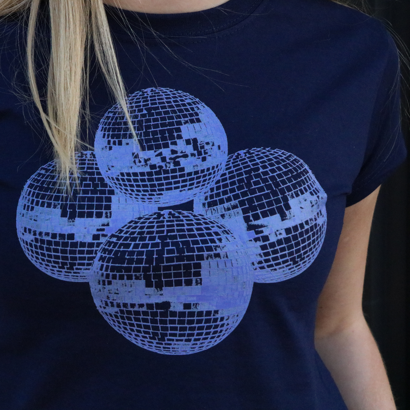DISCO KUGLE (violet), BABY TEE - NAVY