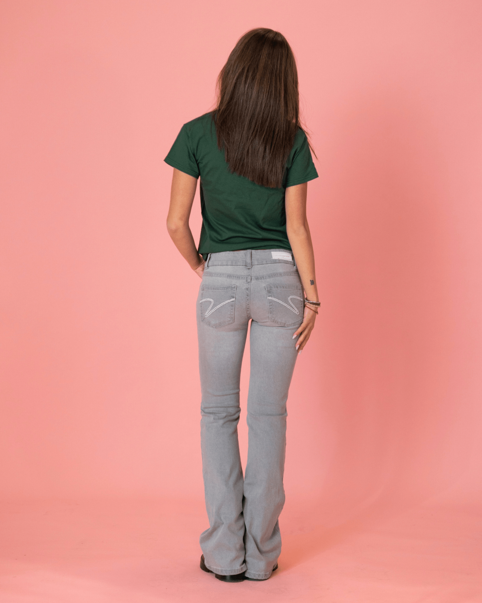 ERIKA LOW BOOTCUT JEANS - LIGHT GREY