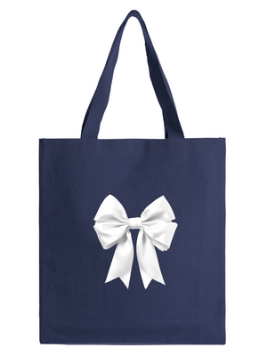 STOFNET - SATIN BOW (hvid), NAVY