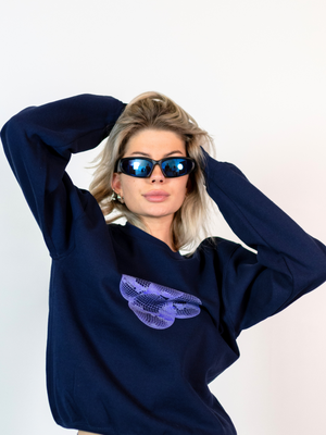 DISCO KUGLE (violet) SWEATSHIRT  - NAVY