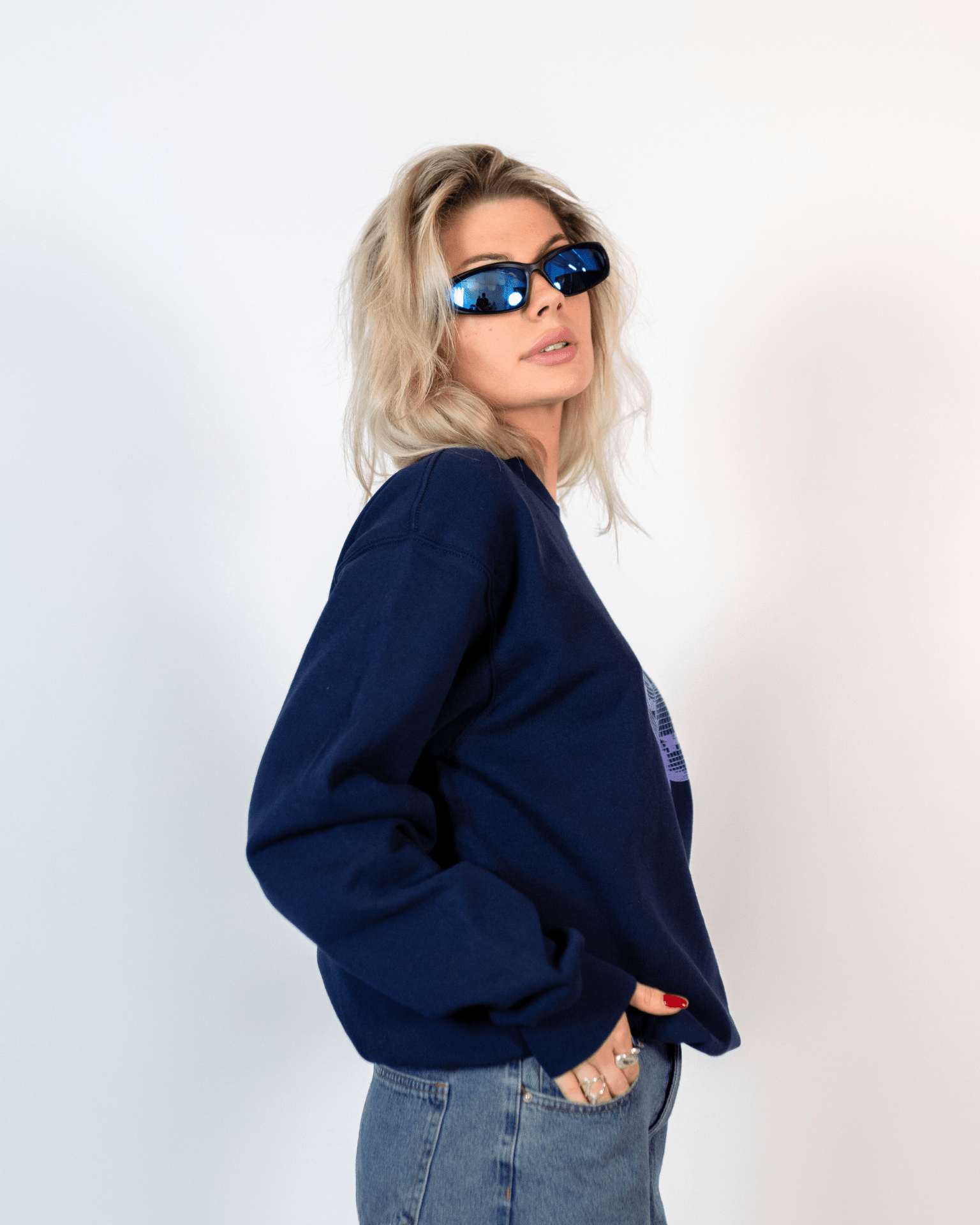 DISCO KUGLE (violet) SWEATSHIRT  - NAVY