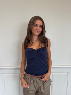 LARA TWIST TUBE TOP - NAVY