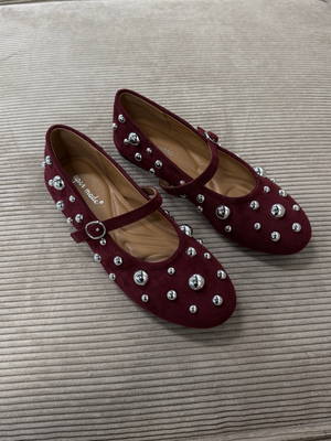 ZOE BALLERINA M/ STUDS - WINE