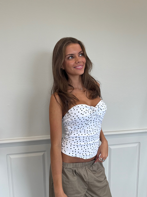 LARA TWIST TUBE TOP - WHITE POLKA DOTS
