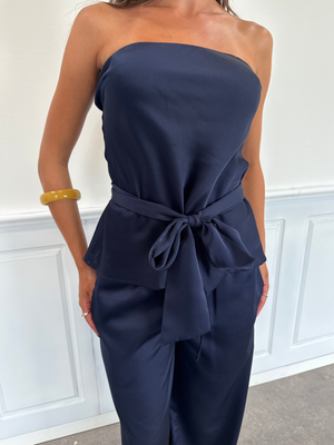 STELLA SATIN BANDEAU TOP - NAVY