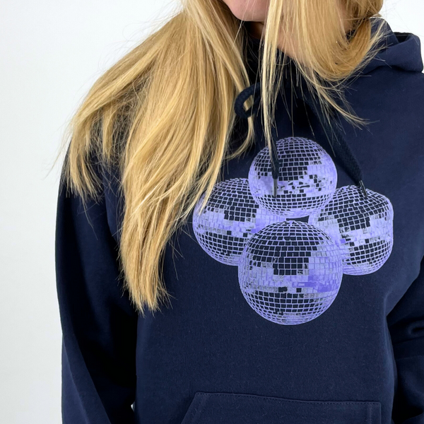 DISCO KUGLE (violet) HOODIE - NAVY