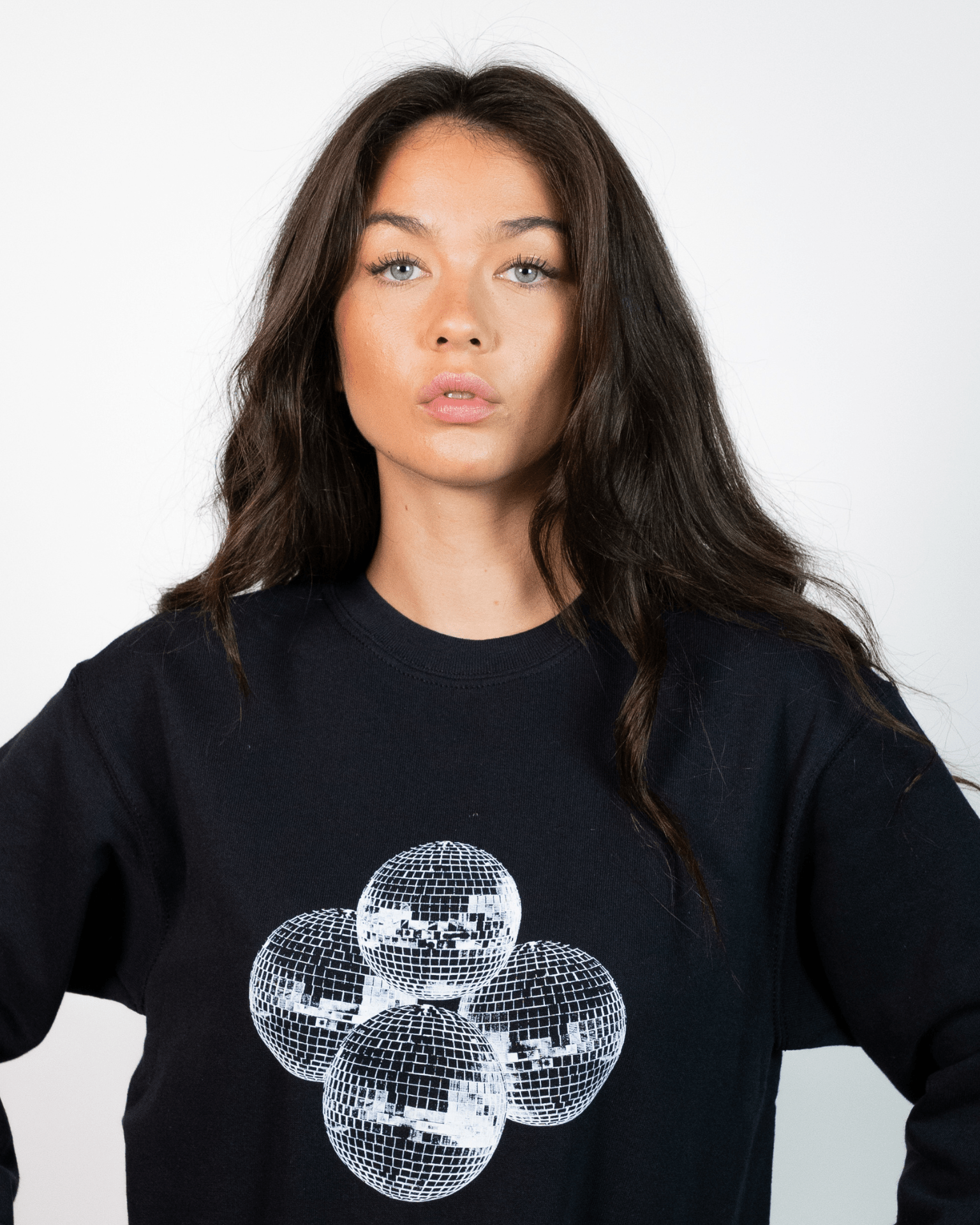 DISCO BALL (weiß) SWEATSHIRT - SCHWARZ