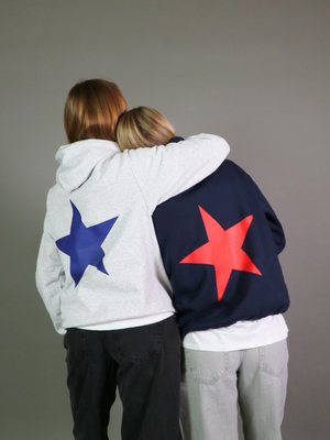 RED STAR HOODIE (rygprint) - NAVY