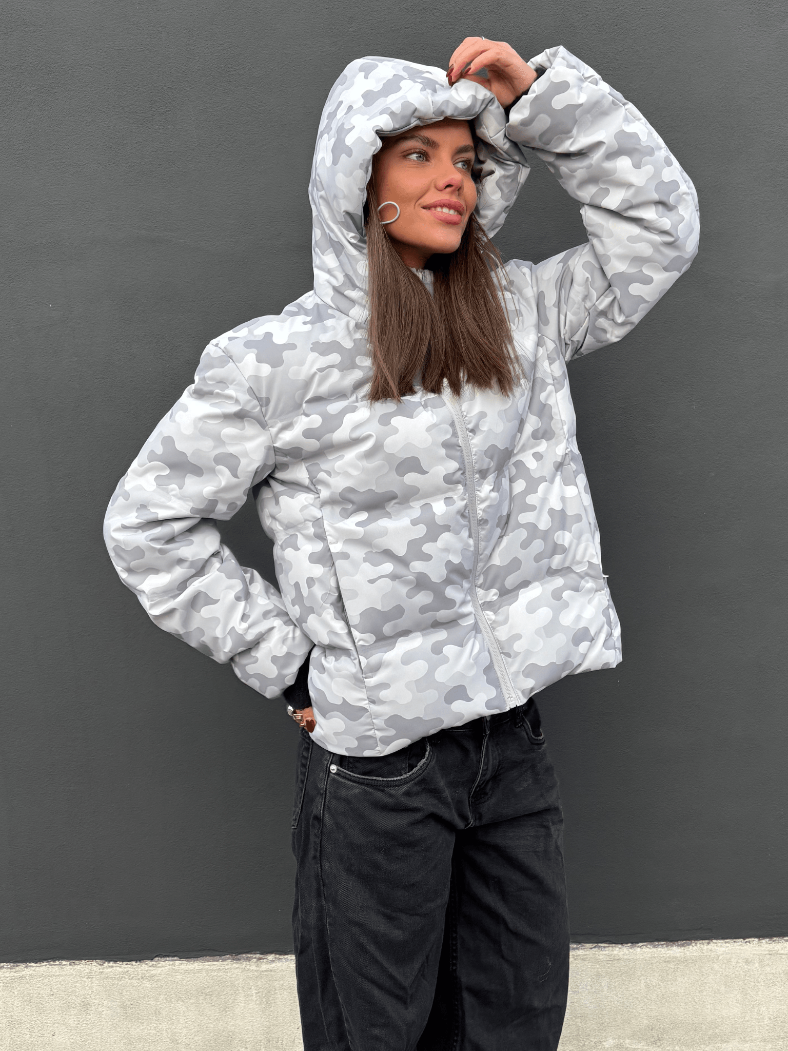 ISA DAUNENJACKE - GRAUES CAMOUFLAGE