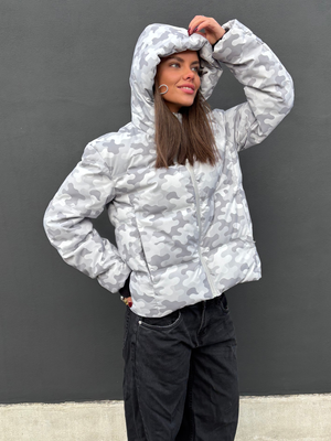 ISA DOWN JACKET - GREY CAMO