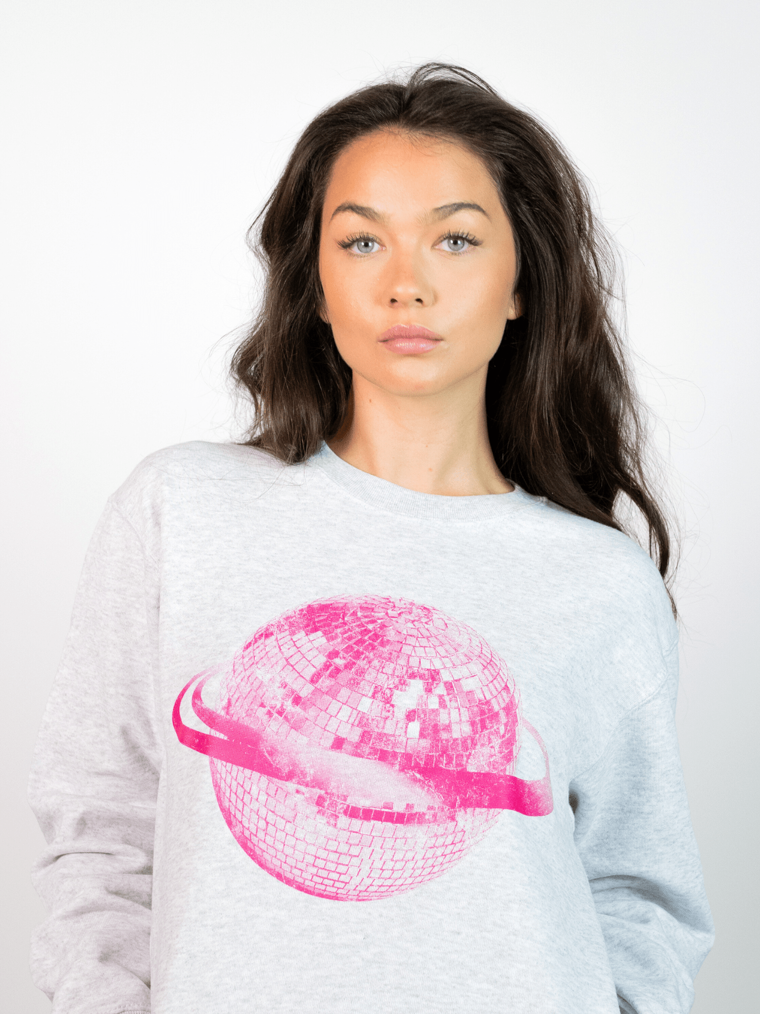 PLANET DISCO (pink) SWEATSHIRT - GREY