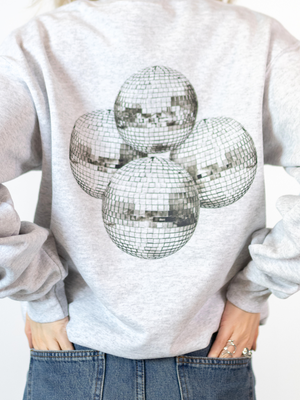 MEGA DISCO KUGLE (sort) SWEATSHIRT (rygprint) - GRÅ