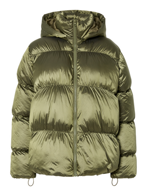 MILLA SHINY PUFFER JACKET - MILITARY OLIVE