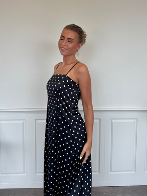 JYTTA SATIN DRESS - BLACK/WHITE