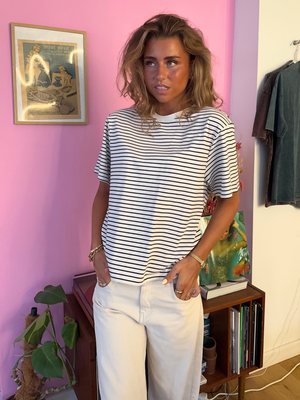 LYKKE STRIPE TEE - WHITE/BLACK