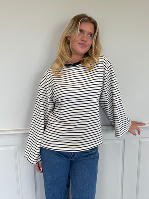 STRIPE TEE, LANGÆRMET - OFFWHITE/NAVY