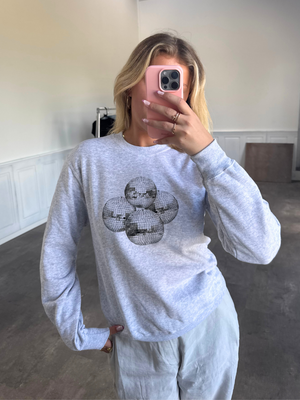 DISCO KUGLE (sort) SWEATSHIRT  - GRÅ