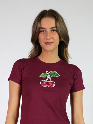 CHERRY BABY TEE - BORDEAUX