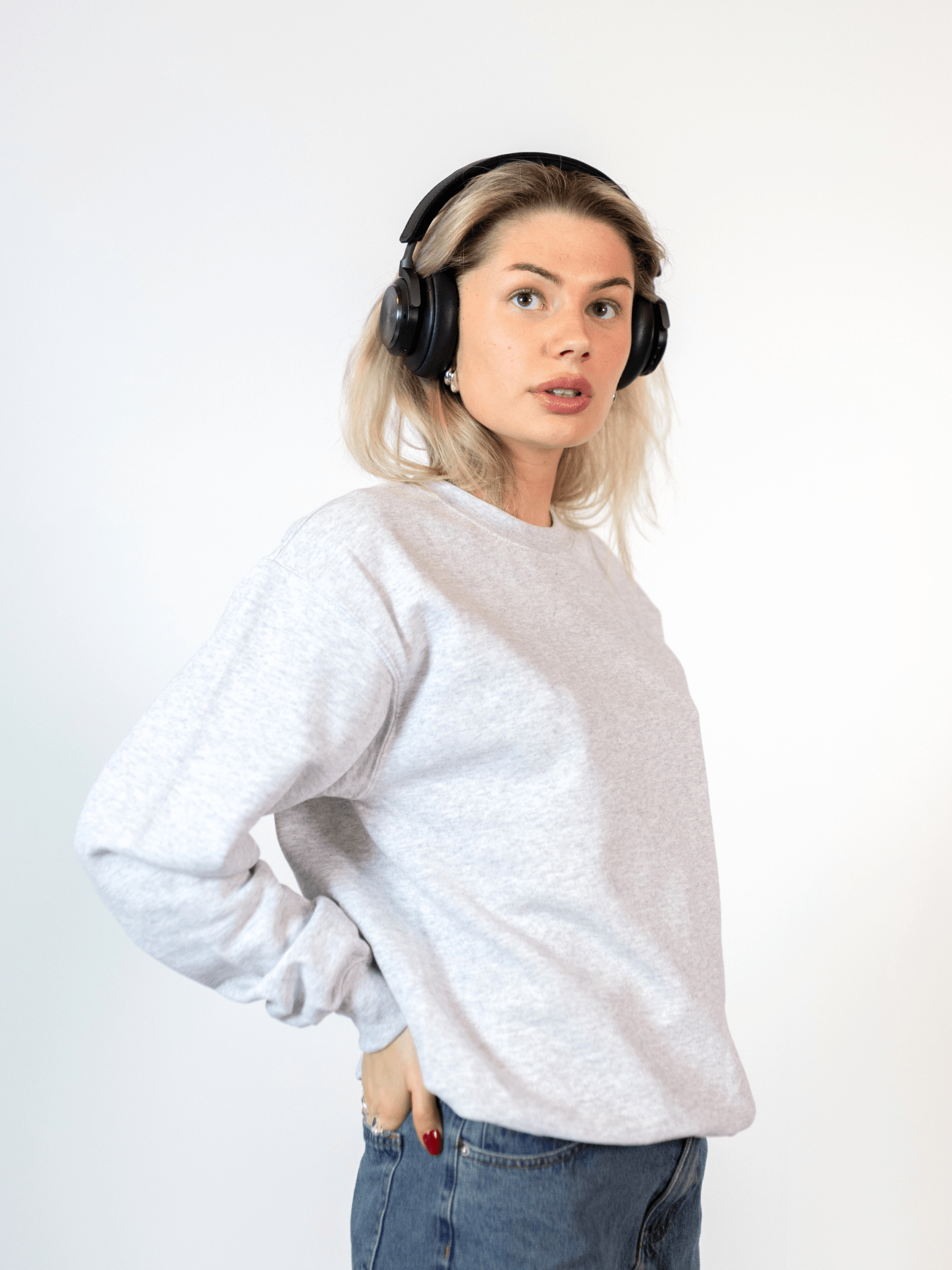 MEGA DISCO BALL (schwarz) SWEATSHIRT (Rückenaufdruck) - GRAU