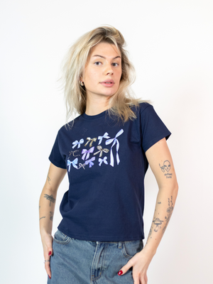 BOW COLLECTION (blå), BABY TEE - NAVY