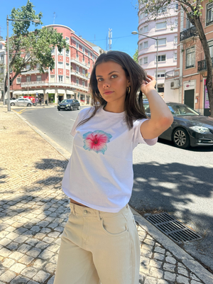 HAWAII (blå) BABY TEE - HVID