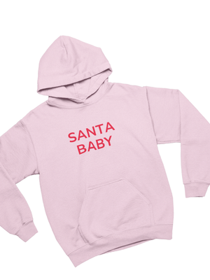 SANTA BABY HOODIE (glitter) - LYSERØD