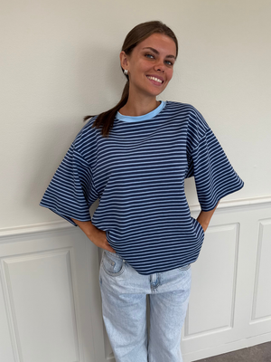 STRIPE TEE, KORTÆRMET - BLUE / LT BLUE