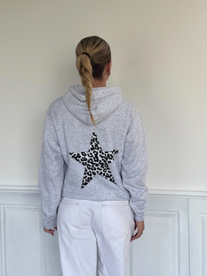 GREY LEOSTAR HOODIE (rygprint) - GRÅ