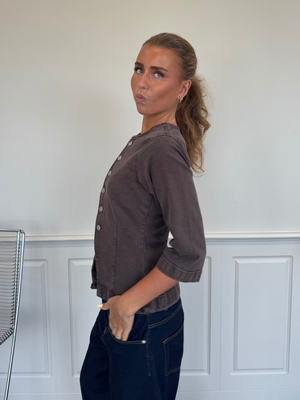 SELMA DENIM TOP - HOT FUDGE