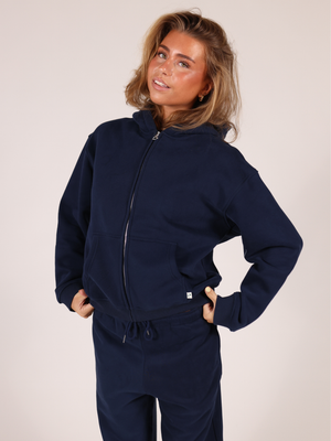 OVERSIZED ZIP HOODIE - NAVY
