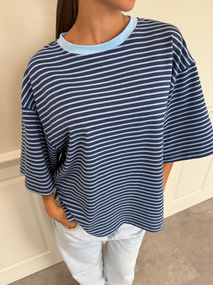 STRIPE TEE, KORTÆRMET - BLUE / LT BLUE