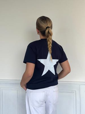 WHITE STAR (rygprint) UNISEX T-SHIRT - NAVY