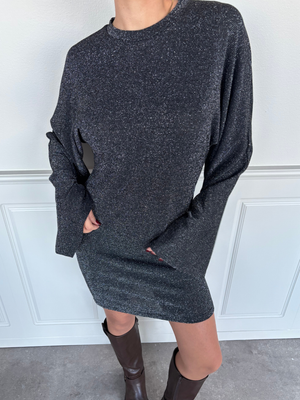 NALA MINI GLITTER DRESS - BLACK/SILVER
