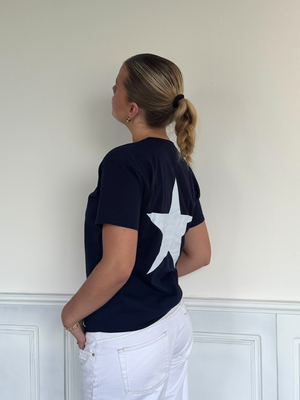 WHITE STAR (rygprint) UNISEX T-SHIRT - NAVY