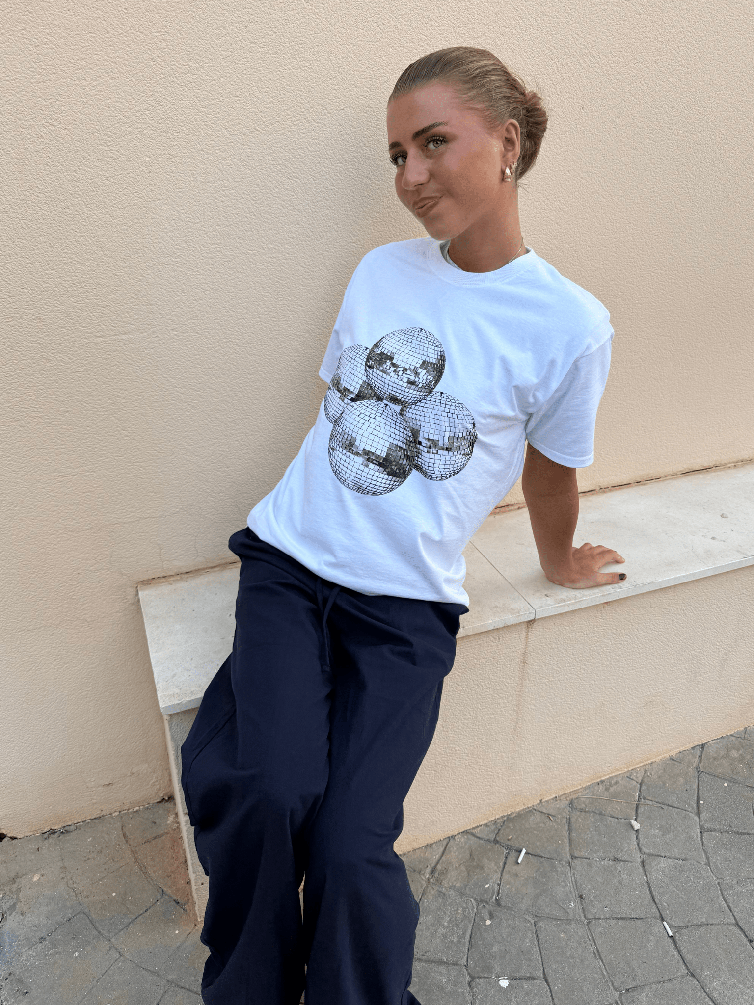 MEGA DISCO BALL UNISEX-T-SHIRT - WEISS