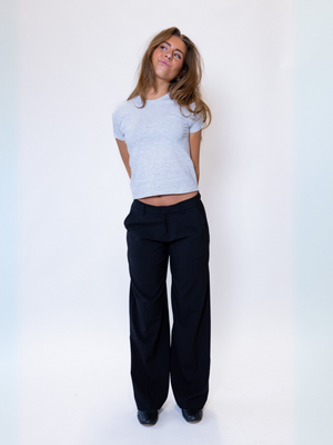 BELLA SUIT PANT - BLACK STRIPE