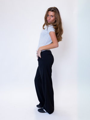 BELLA SUIT PANT - BLACK STRIPE