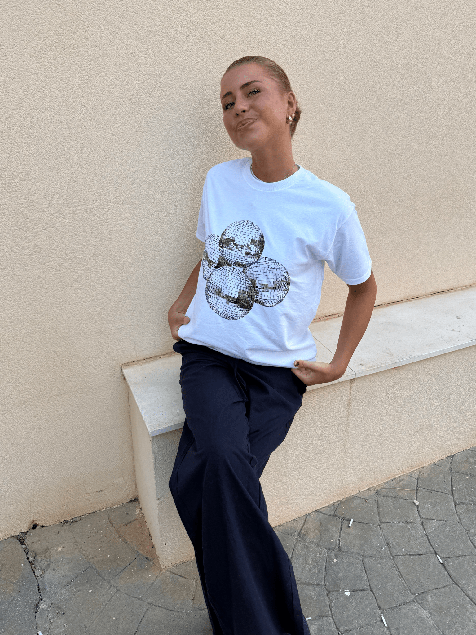MEGA DISCO BALL UNISEX-T-SHIRT - WEISS