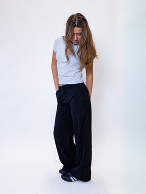 BELLA SUIT PANT - BLACK STRIPE