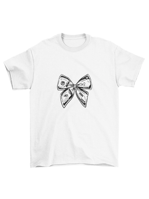 DOLLAR BOW BABY TEE - HVID