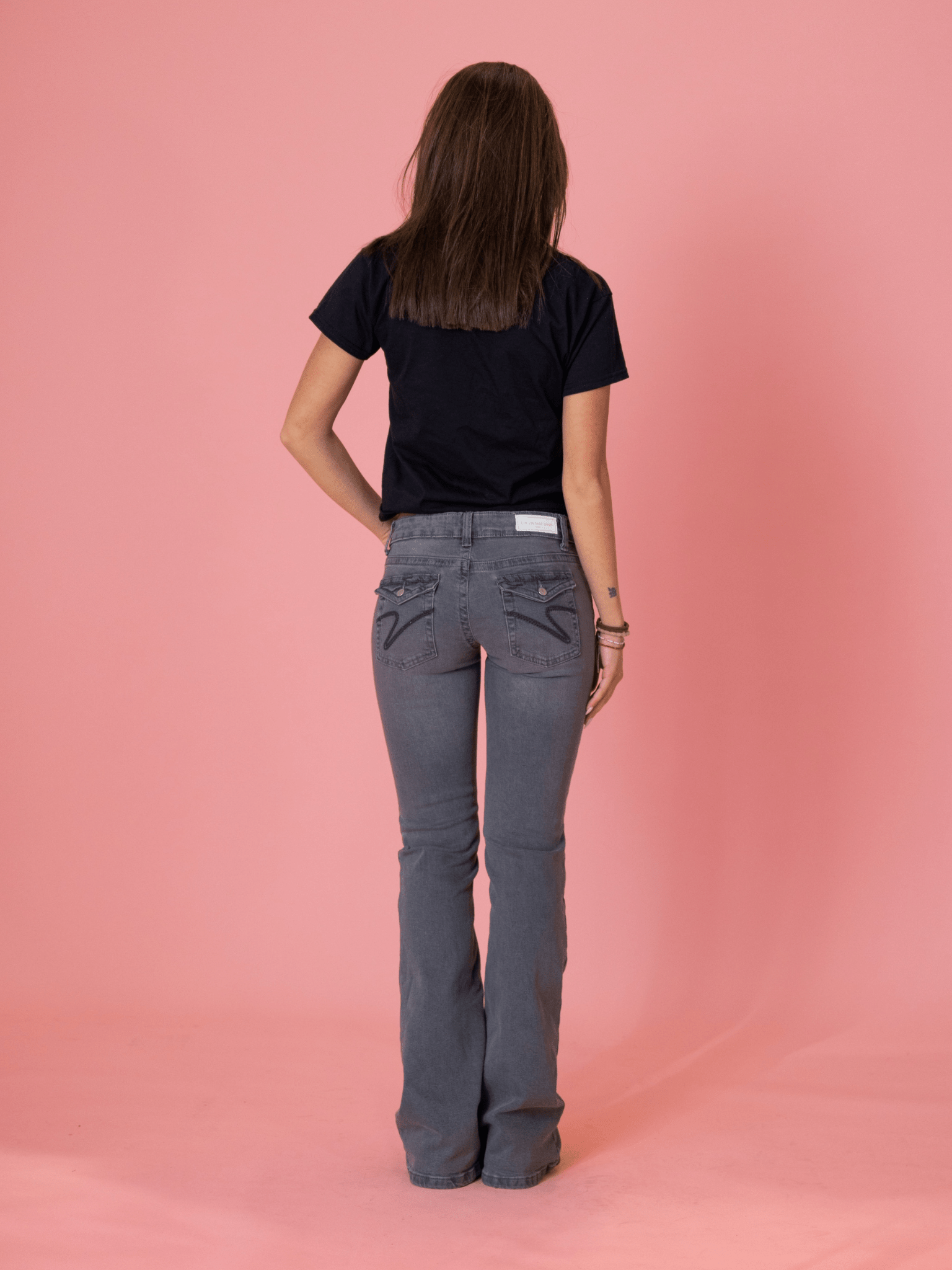 HANNAH ULTRA LOW BOOTCUT JEANS - DUNKELGRAU
