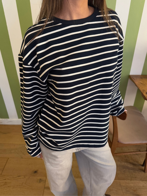 MYNTE STRIPE TEE - NAVY/WHITE