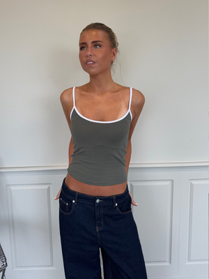 NADIA TANK TOP - ARMY / WHITE