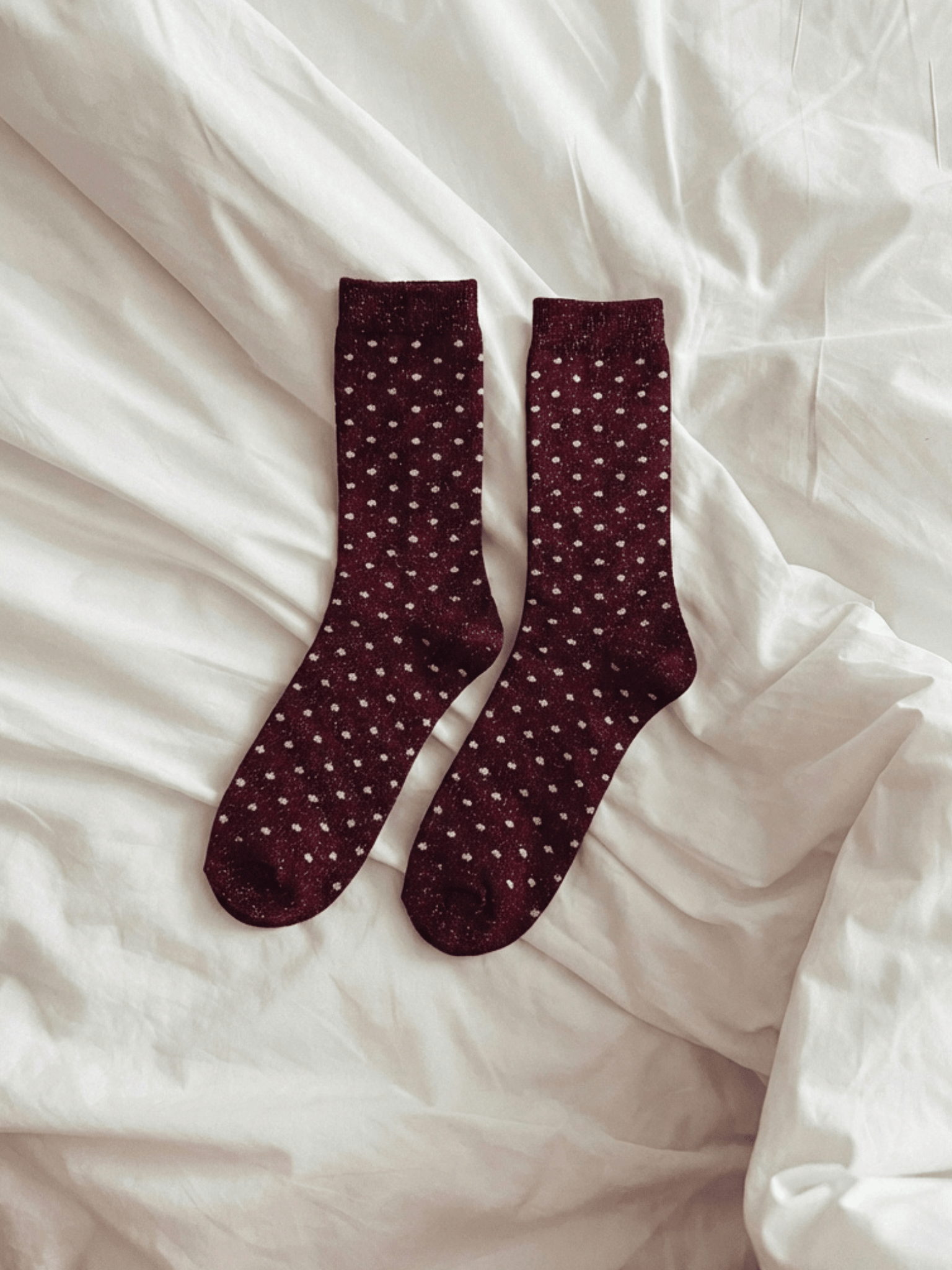 SEBBY GLITTER SOCKS - TAWNEY PORT DOTS
