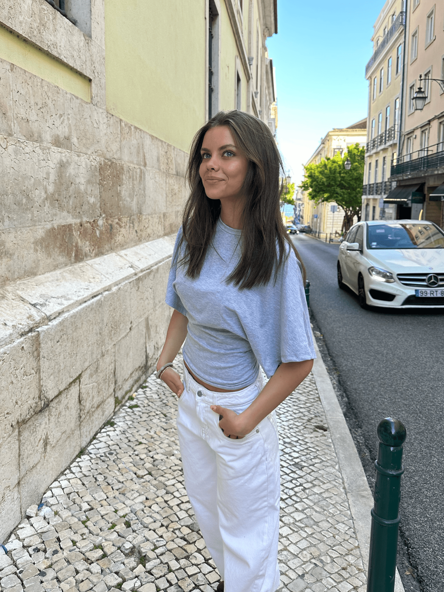 NINA ANGEL TOP - LYS GRÅ