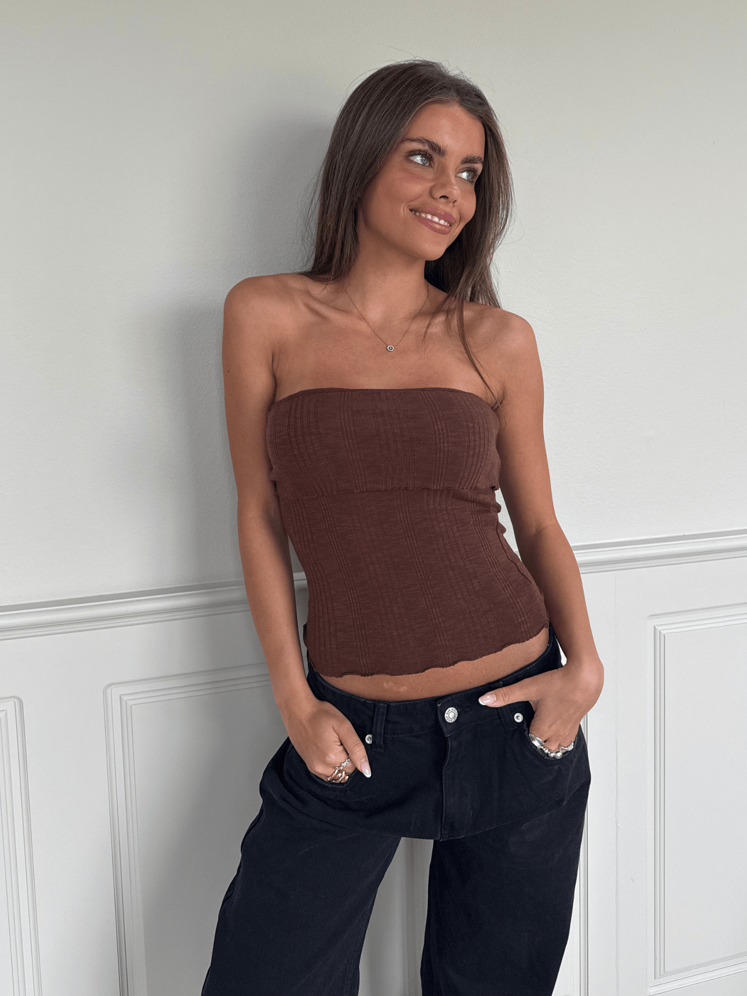 MELANIE TUBE TOP DARK BROWN Dinvintageshop melanie-tube-top-dark-brown-dinvintageshop
