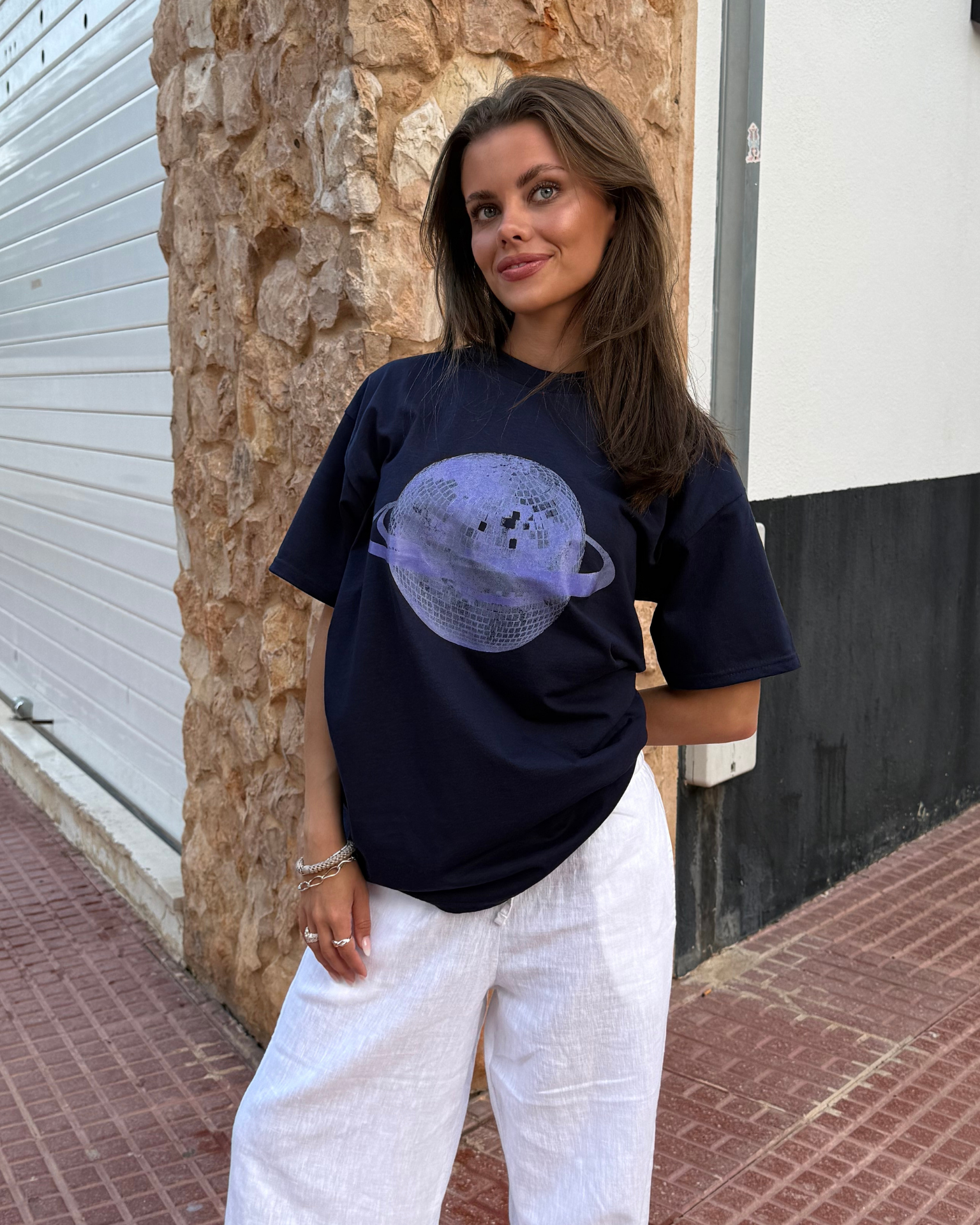 PLANET DISCO (violet) UNISEX T-SHIRT - NAVY